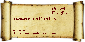 Harmath Fülöp névjegykártya